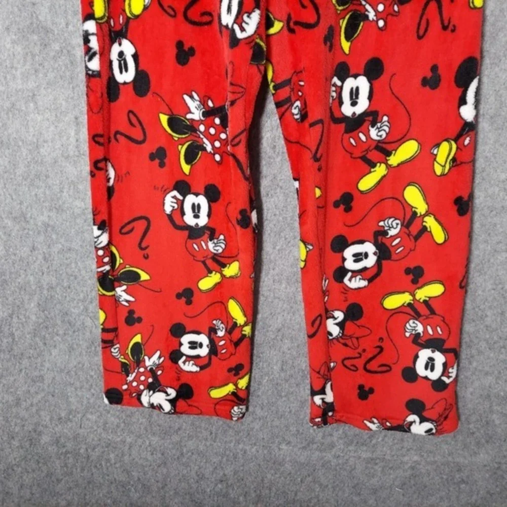 Disney Women Pajama Pants M Minnie Mickey Mouse Magic Fleece Drawstring Wide Leg - Picture 11 of 16